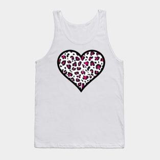 Pink and Black Leopard Print Heart Tank Top